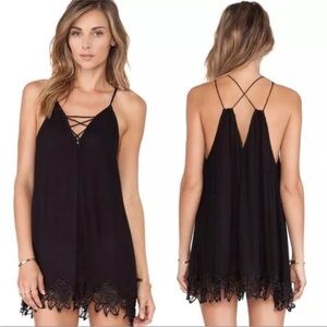 Free People Wicked Spell Sleeveless Lace Mini Dress or Tunic Top Black XS